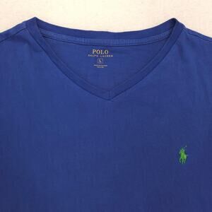 Polo Ralph Lauren V Neck Short Sleeve Shirt Mens Size L Blue Green 16963